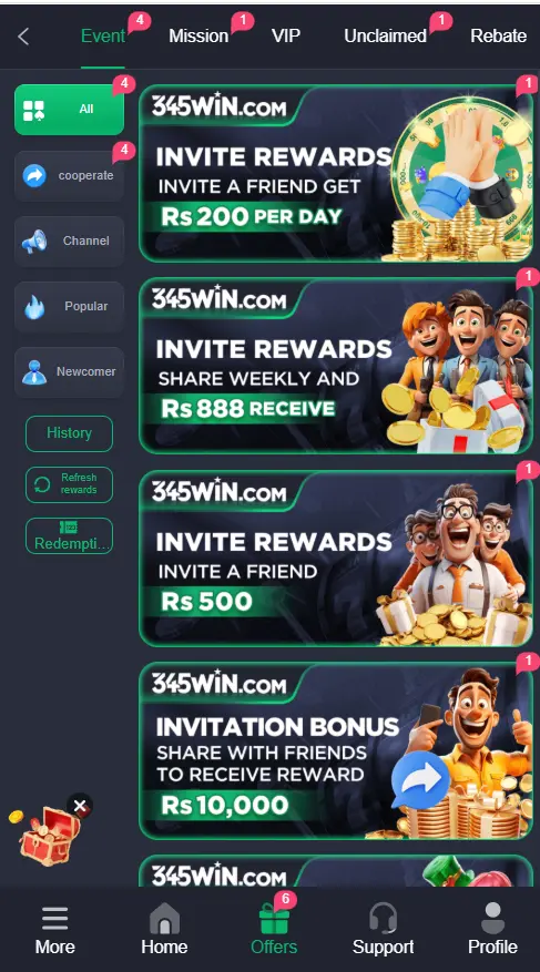 345 win game features